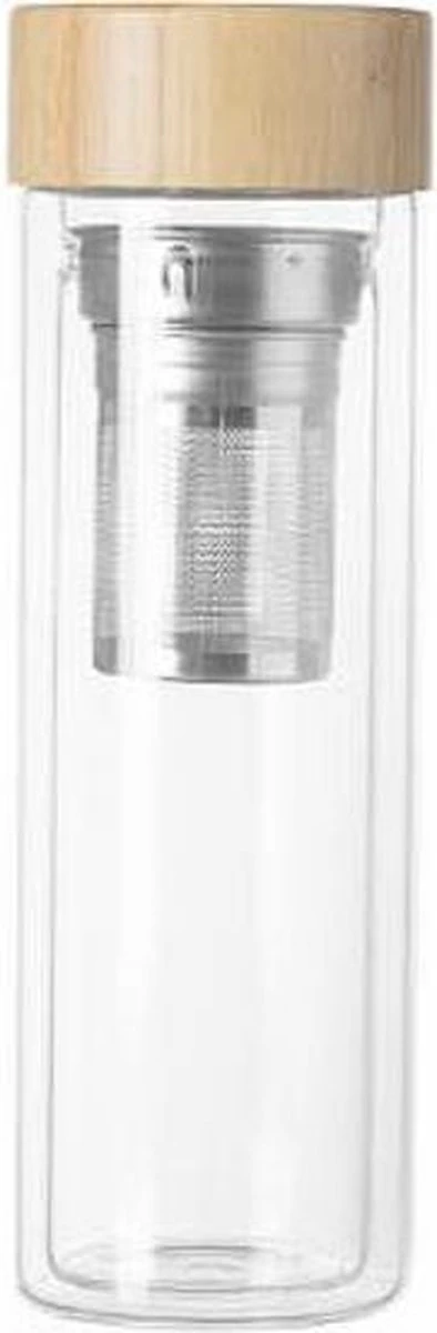 Theeglas Met Filter - Theefles Dubbelwandig 400 Ml - Theebeker Met Zeef - Theefles Met Filter - Waterfles Van Glas - Drinkfles - Bamboe Drinkfles 4 Theeglas Met Filter - Theefles Dubbelwandig 400 Ml - Theebeker Met Zeef - Theefles Met Filter - Waterfles Van Glas - Drinkfles - Bamboe Drinkfles - Afbeelding 2