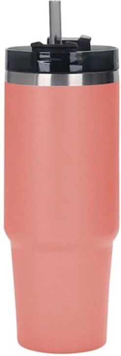 Casero Roestvrijstalen Geïsoleerde Warm En Koud Drink Beker - Thermosbeker - Travel Mug - Met Deksel En Rietje 890ml Roze