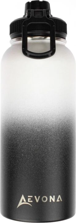 Aevona Waterfles Met Rietje - Thermosfles - Incl 2 Doppen - RVS - 1 Liter -Waterfles Voor Buiten 411x1200 1