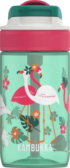 Kambukka Lagoon Drinkfles 400ml -Pink Flamingo Met Geïntegreerd Rietje