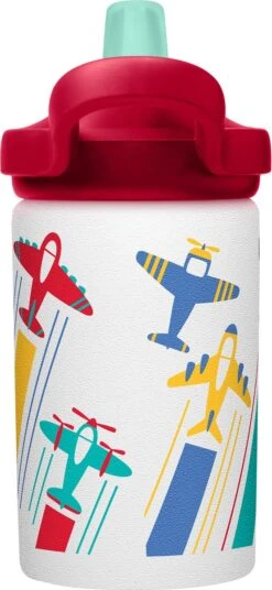 CamelBak Eddy+ Kids Single Wall SST - Drinkfles - 400 Ml - Wit (Airplanes) -Waterfles Voor Buiten 553x1200