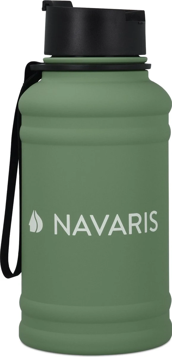Navaris Fitness Drinkfles 1,3 Liter - Lichte Waterfles Van Roestvrij Staal Groen - Grote Waterfles RVS Voor Sport, Fitness, Yoga En Kamperen 5 Navaris Fitness Drinkfles 1,3 Liter - Lichte Waterfles Van Roestvrij Staal Groen - Grote Waterfles RVS Voor Sport, Fitness, Yoga En Kamperen - Afbeelding 3