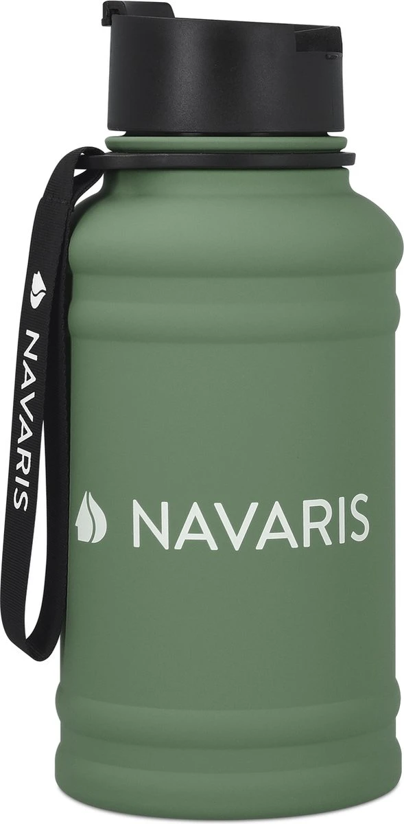 Navaris Fitness Drinkfles 1,3 Liter - Lichte Waterfles Van Roestvrij Staal Groen - Grote Waterfles RVS Voor Sport, Fitness, Yoga En Kamperen 3 Navaris Fitness Drinkfles 1,3 Liter - Lichte Waterfles Van Roestvrij Staal Groen - Grote Waterfles RVS Voor Sport, Fitness, Yoga En Kamperen