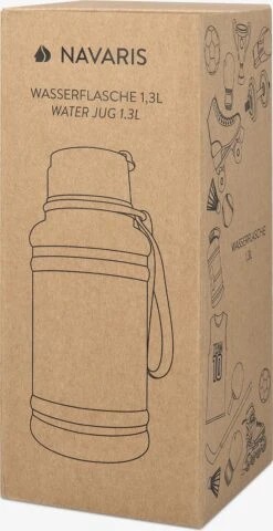 Navaris Fitness Drinkfles 1,3 Liter - Lichte Waterfles Van Roestvrij Staal Grijs - Grote Grijze Waterfles RVS Voor Sport, Fitness, Yoga En Kamperen -Waterfles Voor Buiten 617x1200 1