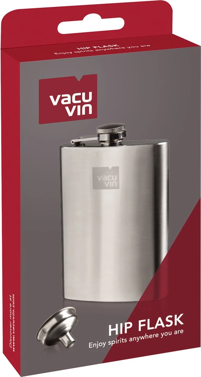 Vacu Vin Heupfles 240 Ml 9,2 X 13,7 Cm Rvs Zilver 2-delig 6 Vacu Vin Heupfles 240 Ml 9,2 X 13,7 Cm Rvs Zilver 2-delig - Afbeelding 4