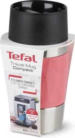Tefal Compact Travel Mug Compact Thermosfles - 0,3 L - Koraal -Waterfles Voor Buiten 653x1200