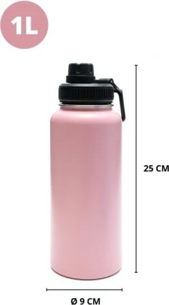 Thermosfles - Pastel Pink - 1 Liter - Extra Dop Met Rietje & Drinktuit - Thermosflessen - Isoleerfles - BPA Vrij - Lekvrij - Thermosfles 1 Liter - Isoleerfles 1 Liter - Thermoskan - Isoleerbeker - Thermosbeker -Waterfles Voor Buiten 666x1200 2