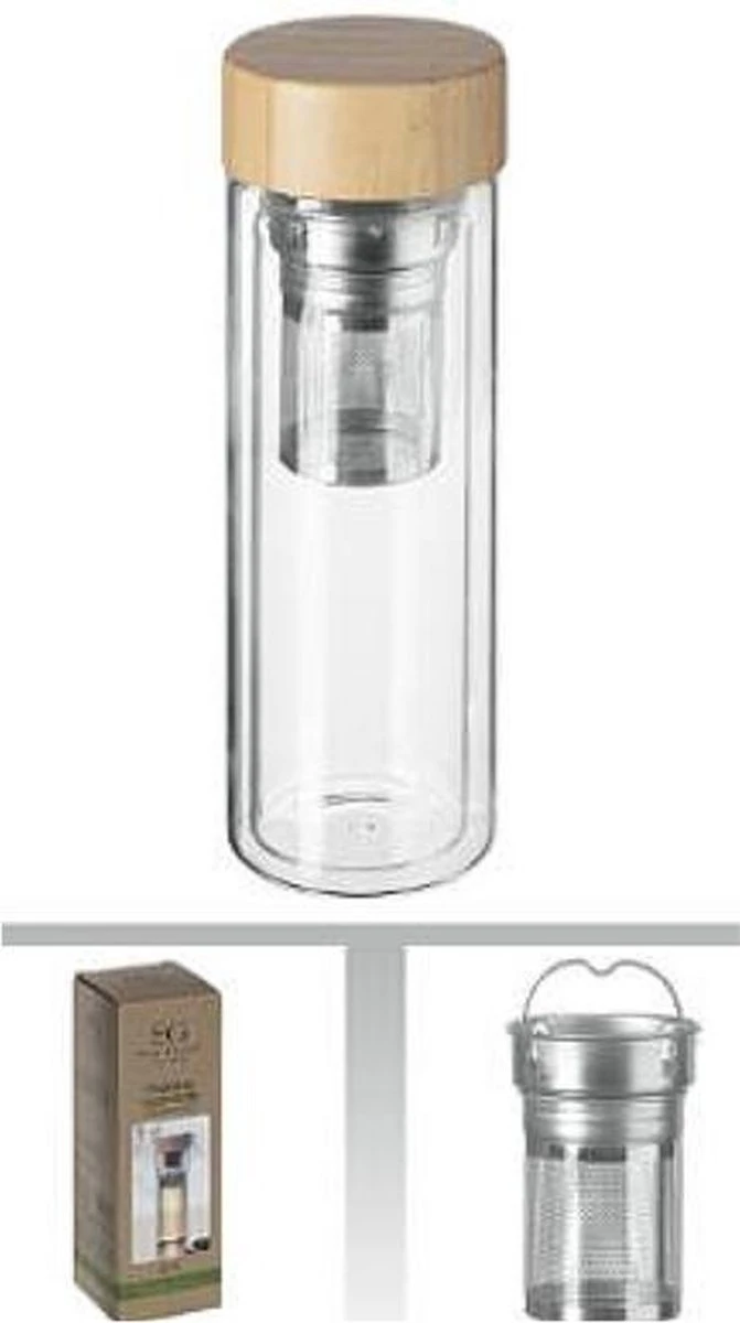 Theeglas Met Filter - Theefles Dubbelwandig 400 Ml - Theebeker Met Zeef - Theefles Met Filter - Waterfles Van Glas - Drinkfles - Bamboe Drinkfles 5 Theeglas Met Filter - Theefles Dubbelwandig 400 Ml - Theebeker Met Zeef - Theefles Met Filter - Waterfles Van Glas - Drinkfles - Bamboe Drinkfles - Afbeelding 3