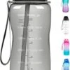 FLOOQ Motivatie Waterfles Zwart - 2 Liter Drinkfles - BPA Vrij - Waterfles Met Tijdsmarkering -Waterfles Voor Buiten 675x1200 1