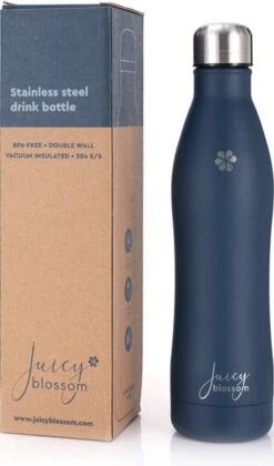 Juicy Blossom Drinkfles - 500ml - Stainless Steel Bottle - Roestvrij Staal - Waterfles - Drinkbus - Thermosfles (Nachtblauw) -Waterfles Voor Buiten 706x1200 6