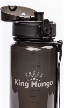 1 Liter Drinkfles - Vaatwasserbestendig - Sport Bidon Drinkbus King Mungo 1000ml Zwart -Waterfles Voor Buiten 710x1200