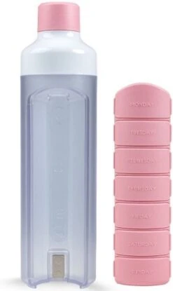 YOS Bottle - Waterfles Met Pillendoos - 7 Vaks - Roze