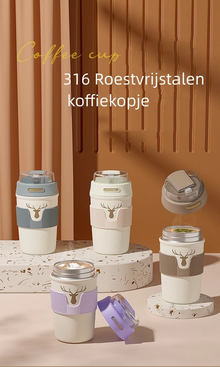 Floraweg Cup - Drinkbeker To GO- Lekvrij Dubbelwandig ,RVS 316, Thermosbeker Koffiebeker- Koffie En Thee - 400ml Zwart 8 Floraweg Cup - Drinkbeker To GO- Lekvrij Dubbelwandig ,RVS 316, Thermosbeker Koffiebeker- Koffie En Thee - 400ml Zwart - Afbeelding 6