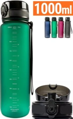 Drinkfles 1 Liter Volwassenen - Sport Bidon Drinkbus 1000ml - Donkergroen - King Mungo KMDF020 -Waterfles Voor Buiten 736x1200 1