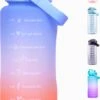 By Bresi - Waterfles 2 Liter Blauw/Oranje - Gratis Armband - Waterfles Met Rietje - Grote Waterfles - Sportbidon - Twee Liter Waterfles - Sportfles - Sportfles Fitness - Bottle 2 Liter- Drinkfles - Schenkfles - Drinkbus - Waterflessen