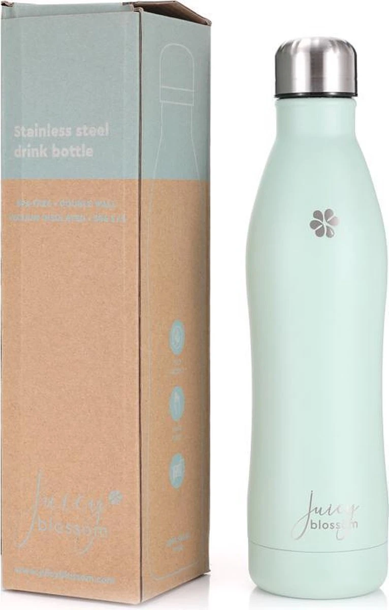 Juicy Blossom Drinkfles - 500ml - Roestvrij Staal - Stainless Steel Bottle - Waterfles - Drinkfles - Thermosfles (Muntgrijs) 11 Juicy Blossom Drinkfles - 500ml - Roestvrij Staal - Stainless Steel Bottle - Waterfles - Drinkfles - Thermosfles (Muntgrijs) - Afbeelding 9