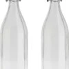 2x Stuks Glazen Fles Transparant Met Beugeldop 1000 Ml - Waterfles - Olie/azijn Fles -Waterfles Voor Buiten 793x1200 1