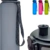 Drinkfles 1 Liter - Sport Drinkbus 1000 Ml Bidon Grijs 1L - King Mungo KMDF010 -Waterfles Voor Buiten 814x1200