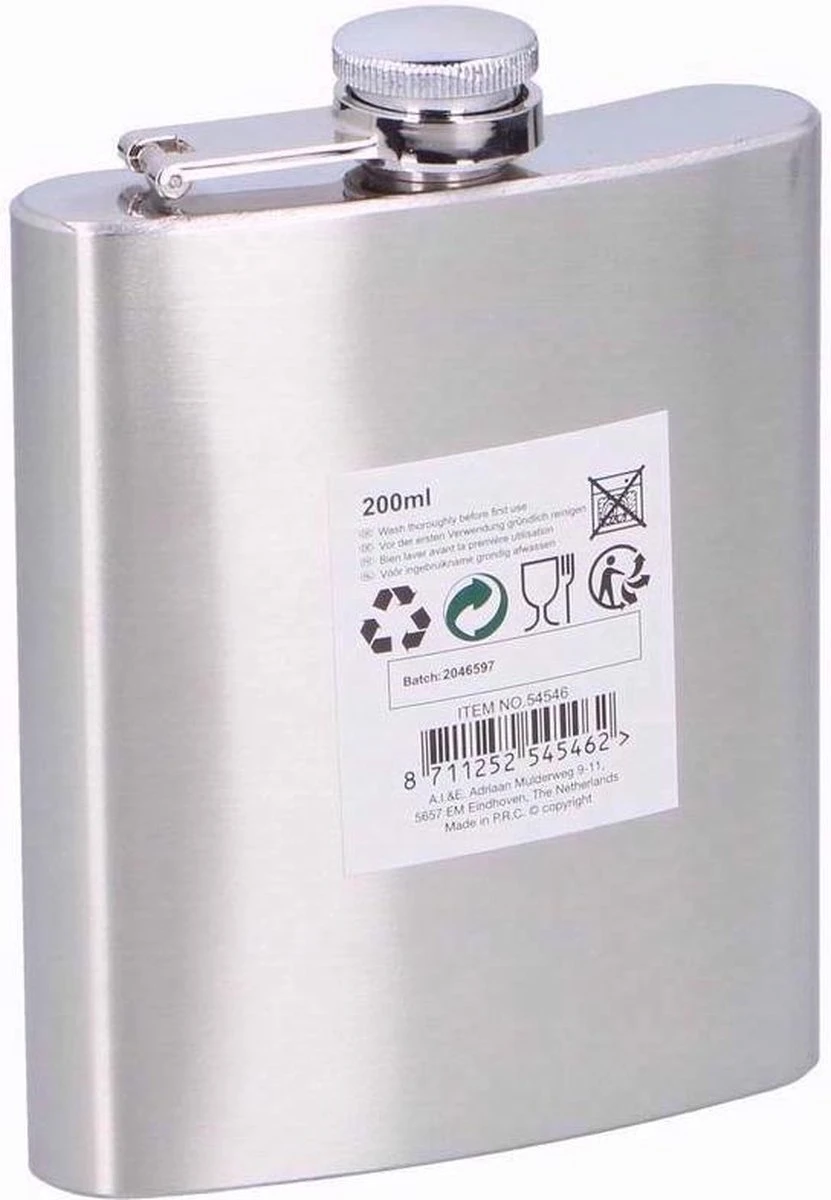 Non-branded Heupfles 200 Ml Staal Chroom 4 Non-branded Heupfles 200 Ml Staal Chroom - Afbeelding 2