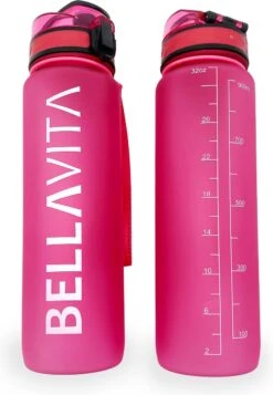 BELLAVITA Drinkfles - Roze - Waterfles - Drinkfles Volwassenen - Drinkfles Kinderen - Drinkfles 1 Liter - Fles - 1 Liter - 1000ml - Tritan - Fruitfilter- BPA-vrij - 100% Lekvrij