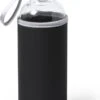 Glazen Waterfles/drinkfles Met Zwarte Softshell Bescherm Hoes 420 Ml - Sportfles - Bidon -Waterfles Voor Buiten 839x1200