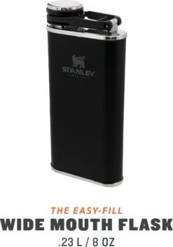 Stanley The Easy Fill Wide Mouth Flask 0,23L - Flacon - Matte Black -Waterfles Voor Buiten 843x1200