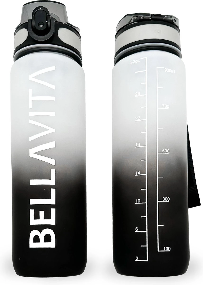 BELLAVITA Drinkfles - Wit / Zwart - Waterfles - Drinkfles Volwassenen - Drinkfles Kinderen - Drinkfles 1 Liter - Fles - 1 Liter - 1000ml - Tritan - Fruitfilter- BPA-vrij - 100% Lekvrij 3 BELLAVITA Drinkfles - Wit / Zwart - Waterfles - Drinkfles Volwassenen - Drinkfles Kinderen - Drinkfles 1 Liter - Fles - 1 Liter - 1000ml - Tritan - Fruitfilter- BPA-vrij - 100% Lekvrij