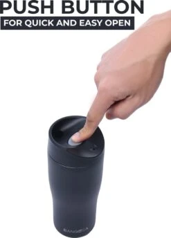 BanGosa® Koffiebeker To Go - Thermosbeker - Reisbeker - Travel Mug - RVS 400ml - Mat Zwart -Waterfles Voor Buiten 862x1200 4