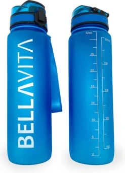 BELLAVITA Drinkfles - Blauw - Waterfles - Drinkfles Volwassenen - Drinkfles Kinderen - Drinkfles 1 Liter - Fles - 1 Liter - 1000ml - Tritan - Fruitfilter- BPA-vrij - 100% Lekvrij