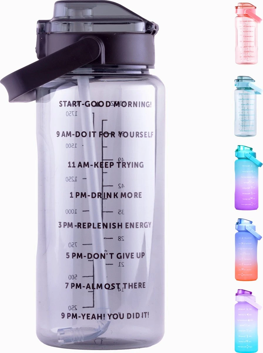 By Bresi - Waterfles 2 Liter Zwart Transparant - Gratis Armband! - Waterfles Met Rietje - Grote Waterfles - Drinkbus - Sportbidon - Twee Liter Waterfles - Sportfles Fitness - Bottle 2 Liter- Drinkfles - Schenkfles - Waterflessen 3 By Bresi - Waterfles 2 Liter Zwart Transparant - Gratis Armband! - Waterfles Met Rietje - Grote Waterfles - Drinkbus - Sportbidon - Twee Liter Waterfles - Sportfles Fitness - Bottle 2 Liter- Drinkfles - Schenkfles - Waterflessen