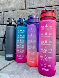 LaCardia Motivatie Waterfles Blauw Roze - 1 Liter Drinkfles - Waterfles Met Tijdmarkering - Blauw + Roze -Waterfles Voor Buiten 900x1200 7