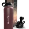 Tigrar - Waterfles Met Rietje - Drinkfles 1 Liter - Thermosfles - RVS - Rood - Incl. Extra Dop, 3 Rietjes En Reiniger -Waterfles Voor Buiten 904x1200 2