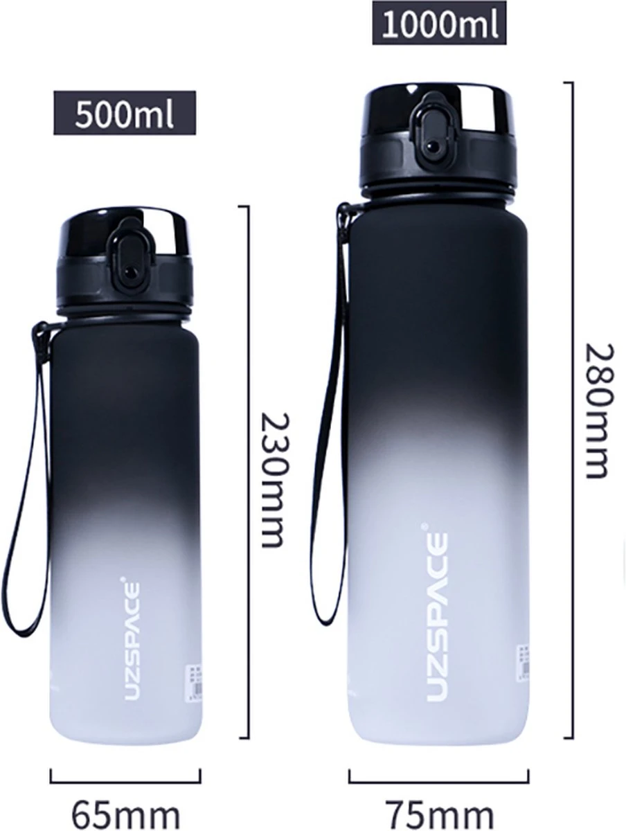 Sport & Outdoor Drinkfles, Waterfles, Sportfles, 500 Ml, Zwart/Wit (Nieuwe Editie), Tritan, BPA-vrij, Gym, Loop, Wandel, Yoga, Tennis, Voetbal, Gift, Cadeau, Miracle Shop 4 Sport & Outdoor Drinkfles, Waterfles, Sportfles, 500 Ml, Zwart/Wit (Nieuwe Editie), Tritan, BPA-vrij, Gym, Loop, Wandel, Yoga, Tennis, Voetbal, Gift, Cadeau, Miracle Shop - Afbeelding 2