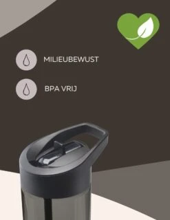 Drinkfles Met Rietje - Waterfles Met Rietje - Milieubewust - Bpa-vrij - 600 Ml - Zwart - Lekvrij -Waterfles Voor Buiten 927x1200 1