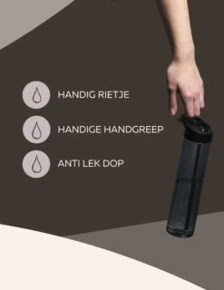 Drinkfles Met Rietje - Waterfles Met Rietje - Milieubewust - Bpa-vrij - 600 Ml - Zwart - Lekvrij -Waterfles Voor Buiten 927x1200 2