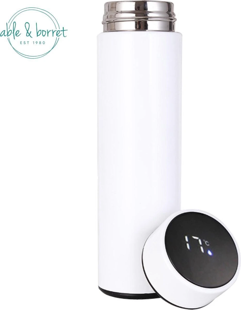 Thermoskan - Thermosfles 500 Ml - Temperatuur Display - 500 Ml - RVS - Wit - Able & Borret 3 Thermoskan - Thermosfles 500 Ml - Temperatuur Display - 500 Ml - RVS - Wit - Able & Borret