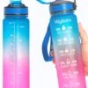 Migliore Drinkfles – Luxe Drinkfles Met Rietje – Waterfles 1 Liter – Water Bottle – Motivatie Waterfles Met Tijdmarkeringen, Ook In 600 Ml En 2 Liter
