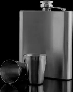 Merkloos RVS Heupfles Gift Set - Platvink - Zakflacon - Zakfles - Drankfles - Drankflacon Heupflesje - Incl. Trechter En Bekertjes -Waterfles Voor Buiten 955x1200