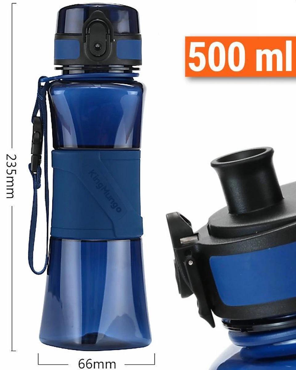 Drinkfles Herbruikbare Waterfles | 500 Ml Donker Blauw | Vaatwasserbestendig Drinkbus Bidon | King Mungo KMDF004 4 Drinkfles Herbruikbare Waterfles | 500 Ml Donker Blauw | Vaatwasserbestendig Drinkbus Bidon | King Mungo KMDF004 - Afbeelding 2