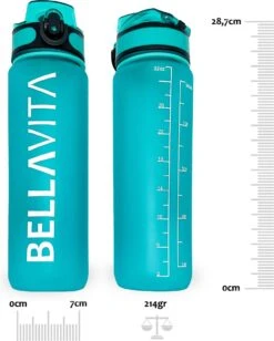 BELLAVITA Drinkfles - Turquoise - Cyaan - Waterfles - Drinkfles Volwassenen - Drinkfles Kinderen - Drinkfles 1 Liter - Fles - 1 Liter - 1000ml - Tritan - Fruitfilter- BPA-vrij - 100% Lekvrij -Waterfles Voor Buiten 961x1200 2