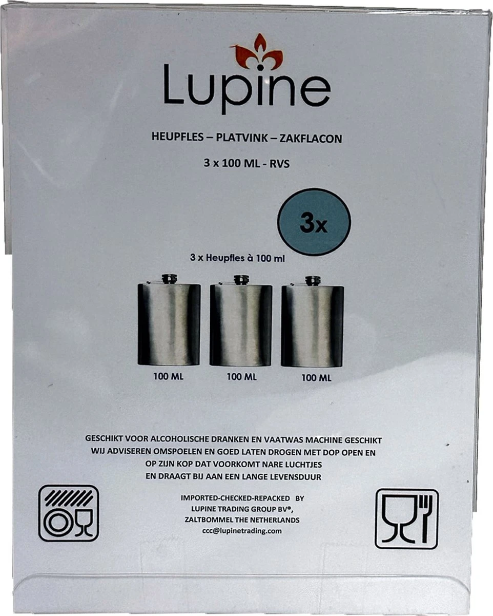 Lupine Heupfles - Platvink - Veldfles - Zakflacon - 100 Ml - 3 Stuks 6 Lupine Heupfles - Platvink - Veldfles - Zakflacon - 100 Ml - 3 Stuks - Afbeelding 4