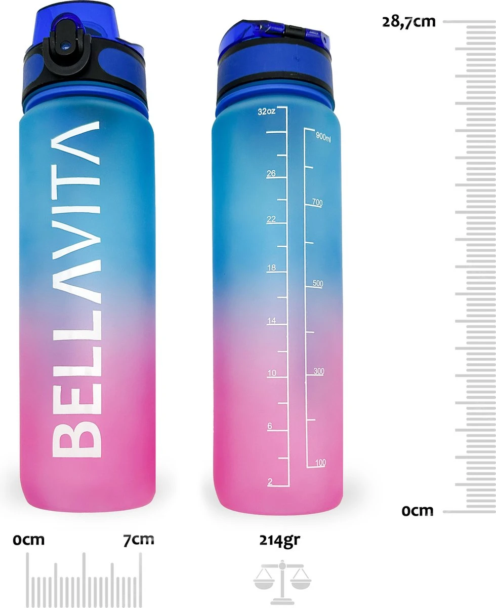 BELLAVITA Drinkfles - Blauw / Roze - Waterfles - Drinkfles Volwassenen - Drinkfles Kinderen - Drinkfles 1 Liter - Fles - 1 Liter - 1000ml - Tritan - Fruitfilter- BPA-vrij - 100% Lekvrij 5 BELLAVITA Drinkfles - Blauw / Roze - Waterfles - Drinkfles Volwassenen - Drinkfles Kinderen - Drinkfles 1 Liter - Fles - 1 Liter - 1000ml - Tritan - Fruitfilter- BPA-vrij - 100% Lekvrij - Afbeelding 3