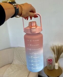 Drinkfles-2L Grote Capaciteit Waterfles Stro Cup Hoge Temperatuur Plastic Water Cup Tijd Schaal Frosted Outdoor Sport Student Paar Cup -Waterfles Voor Buiten 988x1200